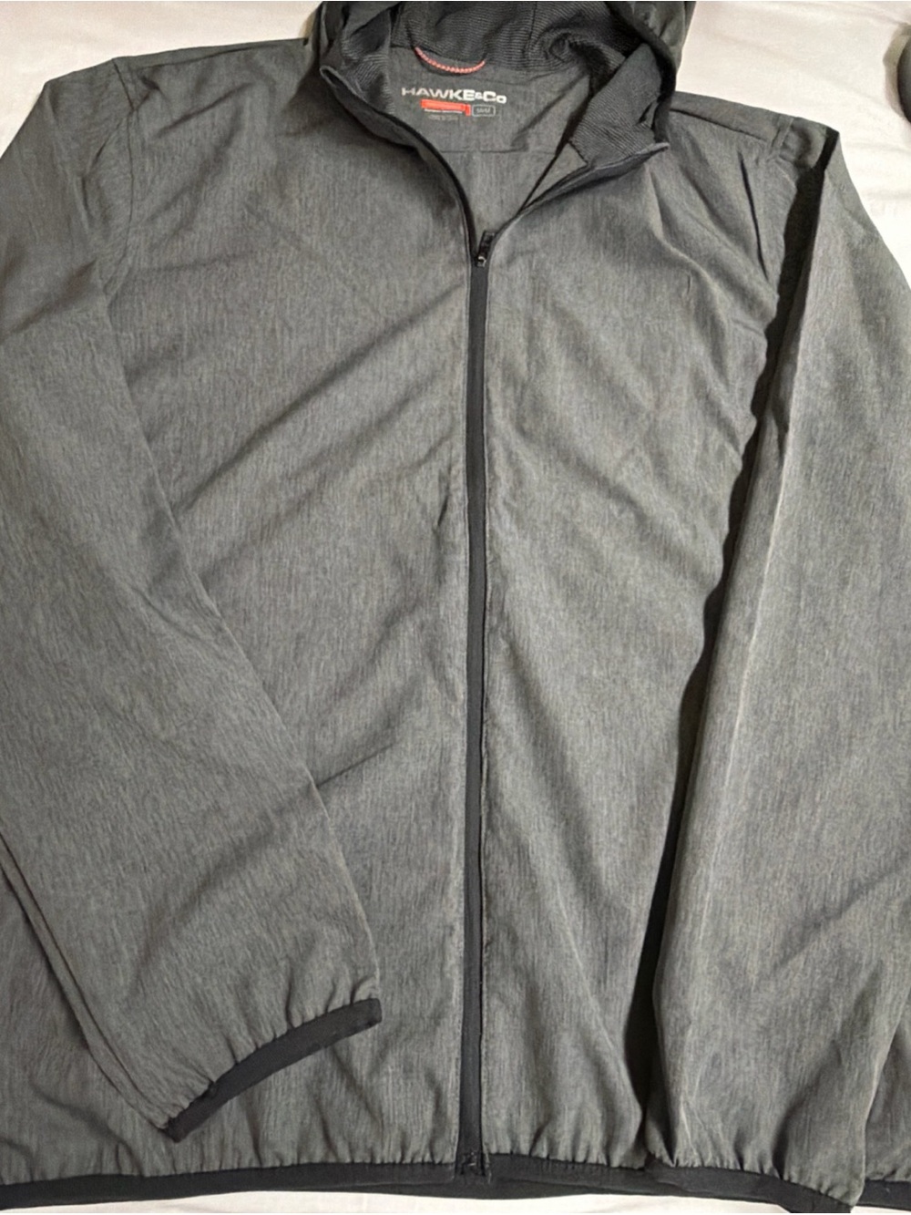 Hawke & Co Men's Heather Gray Hooded Windbreaker Jacket